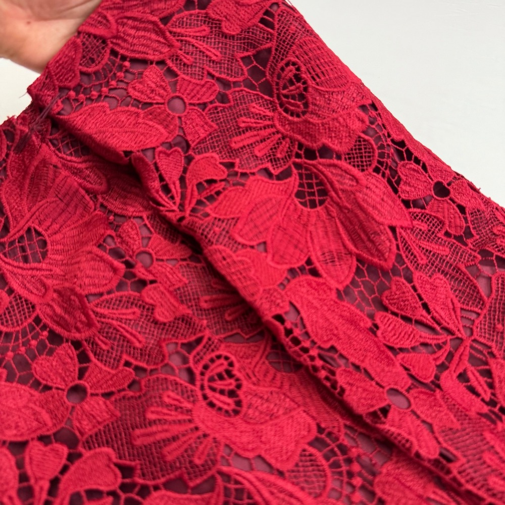 NWT! Valentine White House Black Market Red Floral Lace Fit and Flare‎ Dress 6 - Picture 11 of 16